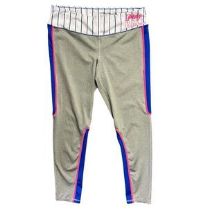Material‎ Girl Active Leggings Play Ball Baseball Stripe Waist Gray Blue Pink L